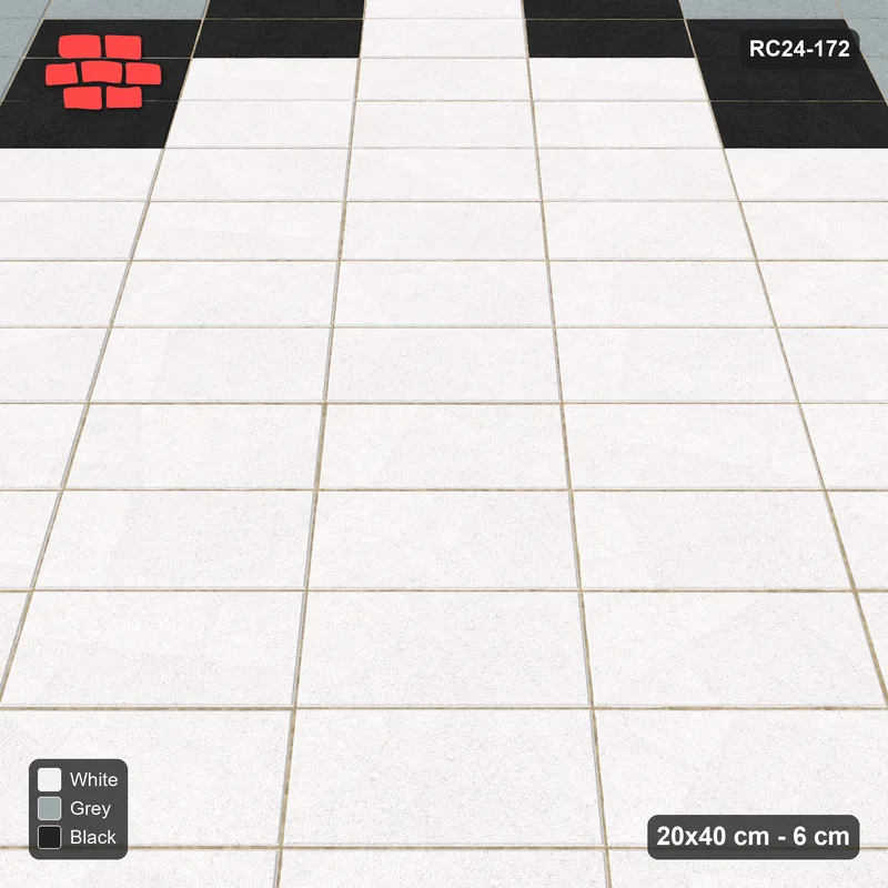 Interlock (Pasco) 20x40 cm · RC24-172 · Stack bond 45, accent edge course - Tuxedo · Side view Interlock (Pasco) 20x40 cm · RC24-172 · Stack bond 45, accent edge course - Tuxedo · Side view
