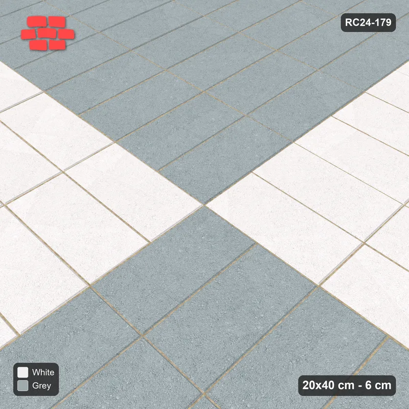 Interlock (Pasco) 20x40 cm · RC24-179 · Panel checker 160 cm, horizontal and vertical stack panels - Salt & Pepper · Side view Interlock (Pasco) 20x40 cm · RC24-179 · Panel checker 160 cm, horizontal and vertical stack panels - Salt & Pepper · Side view