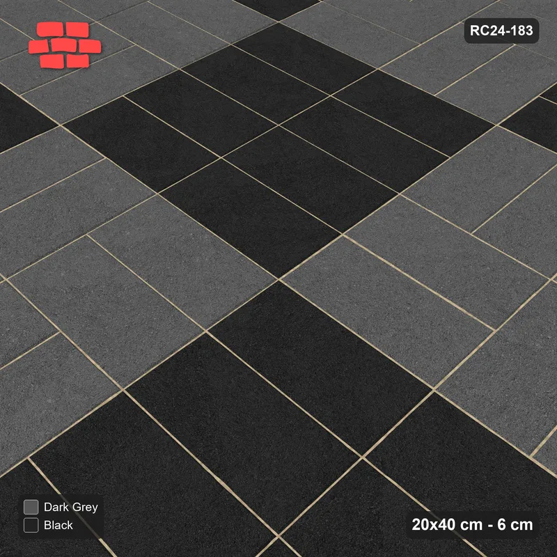 Interlock (Pasco) 20x40 cm · RC24-183 · Panel checker 80 cm, basketweave and horizontal stack panels - Night Sky · Side view Interlock (Pasco) 20x40 cm · RC24-183 · Panel checker 80 cm, basketweave and horizontal stack panels - Night Sky · Side view