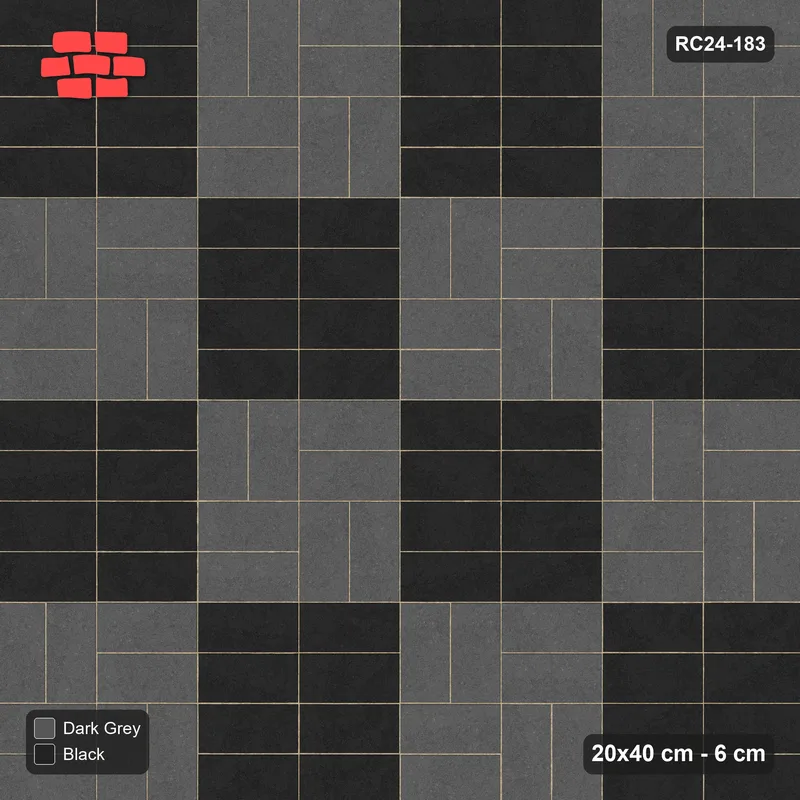 Interlock (Pasco) 20x40 cm · RC24-183 · Panel checker 80 cm, basketweave and horizontal stack panels - Night Sky · Top view Interlock (Pasco) 20x40 cm · RC24-183 · Panel checker 80 cm, basketweave and horizontal stack panels - Night Sky · Top view