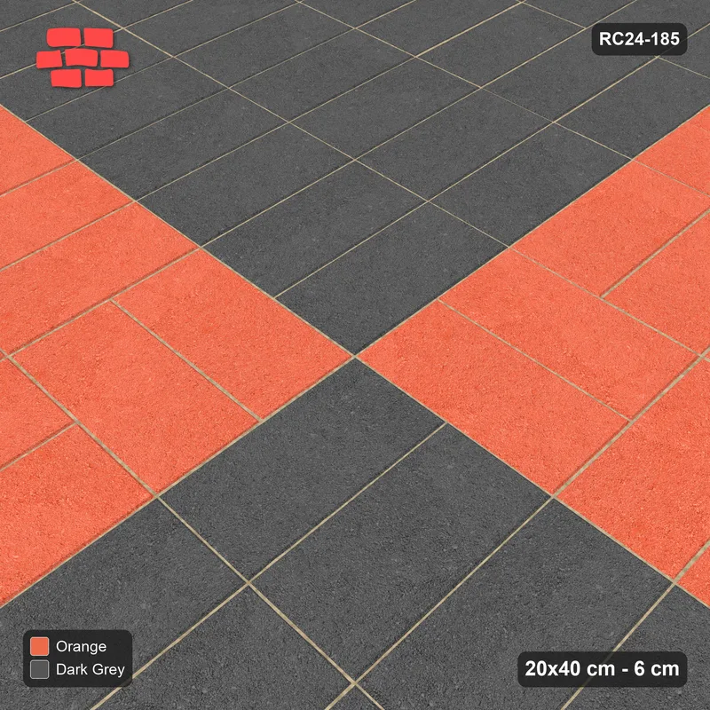 Interlock (Pasco) 20x40 cm · RC24-185 · Panel checker 160 cm, basketweave and vertical stack panels - Ember · Side view Interlock (Pasco) 20x40 cm · RC24-185 · Panel checker 160 cm, basketweave and vertical stack panels - Ember · Side view