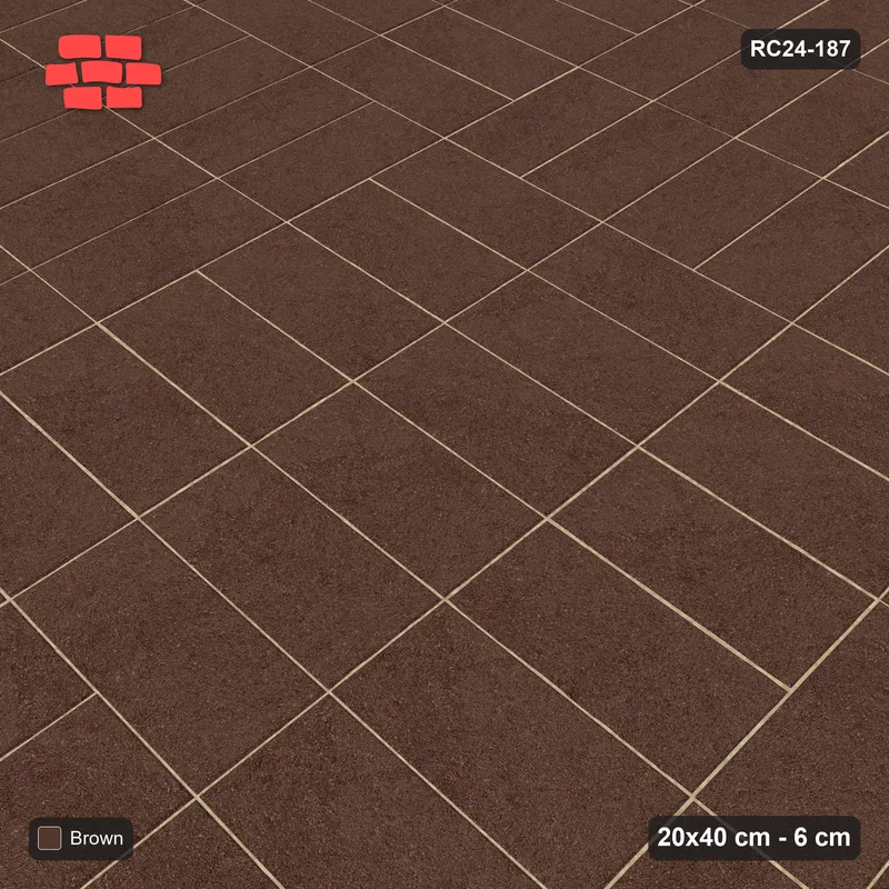 Interlock (Pasco) 20x40 cm · RC24-187 · Panel checker 120 cm, single-colour panels alternating in direction - Earth Brown · Side view Interlock (Pasco) 20x40 cm · RC24-187 · Panel checker 120 cm, single-colour panels alternating in direction - Earth Brown · Side view