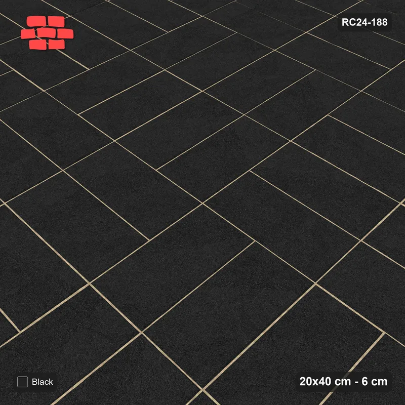 Interlock (Pasco) 20x40 cm · RC24-188 · Panel checker 80 cm, single-colour panels alternating in direction - Graphite · Side view Interlock (Pasco) 20x40 cm · RC24-188 · Panel checker 80 cm, single-colour panels alternating in direction - Graphite · Side view