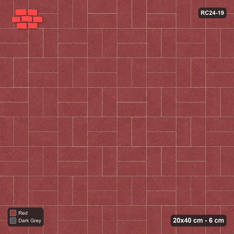 Interlock (Pasco) 20x40 cm · RC24-19 · Basketweave field, soldier border · Top view Interlock (Pasco) 20x40 cm · RC24-19 · Basketweave field, soldier border · Top view