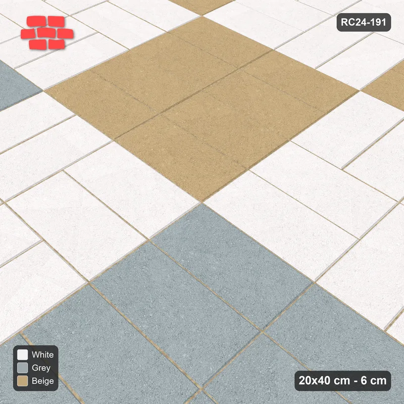 Interlock (Pasco) 20x40 cm · RC24-191 · Panel checker 80 cm, three-colour basket and stack panels - Coastal · Side view Interlock (Pasco) 20x40 cm · RC24-191 · Panel checker 80 cm, three-colour basket and stack panels - Coastal · Side view