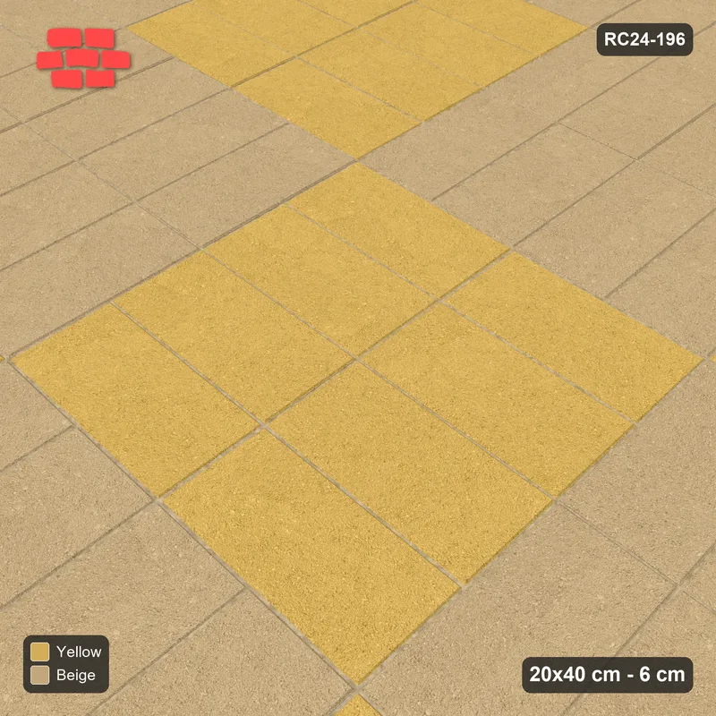 Interlock (Pasco) 20x40 cm · RC24-196 · Stack panels field with 2-course soldier border - Desert Sun · Side view Interlock (Pasco) 20x40 cm · RC24-196 · Stack panels field with 2-course soldier border - Desert Sun · Side view