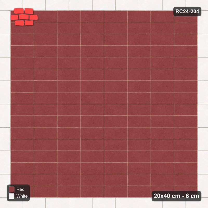 Interlock (Pasco) 20x40 cm · RC24-204 · Basketweave field with 1-course stretcher border - Burgundy & Ivory · Top view Interlock (Pasco) 20x40 cm · RC24-204 · Basketweave field with 1-course stretcher border - Burgundy & Ivory · Top view