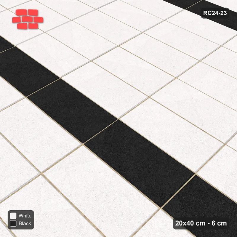 Interlock (Pasco) 20x40 cm · RC24-23 · Stack bond with wide course stripes · Side view Interlock (Pasco) 20x40 cm · RC24-23 · Stack bond with wide course stripes · Side view