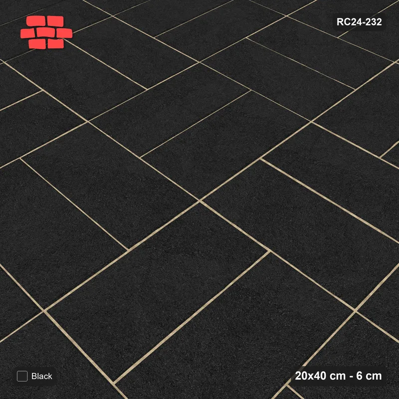 Interlock (Pasco) 20x40 cm · RC24-232 · Basketweave, solid colour with kerb frame - Graphite · Side view Interlock (Pasco) 20x40 cm · RC24-232 · Basketweave, solid colour with kerb frame - Graphite · Side view