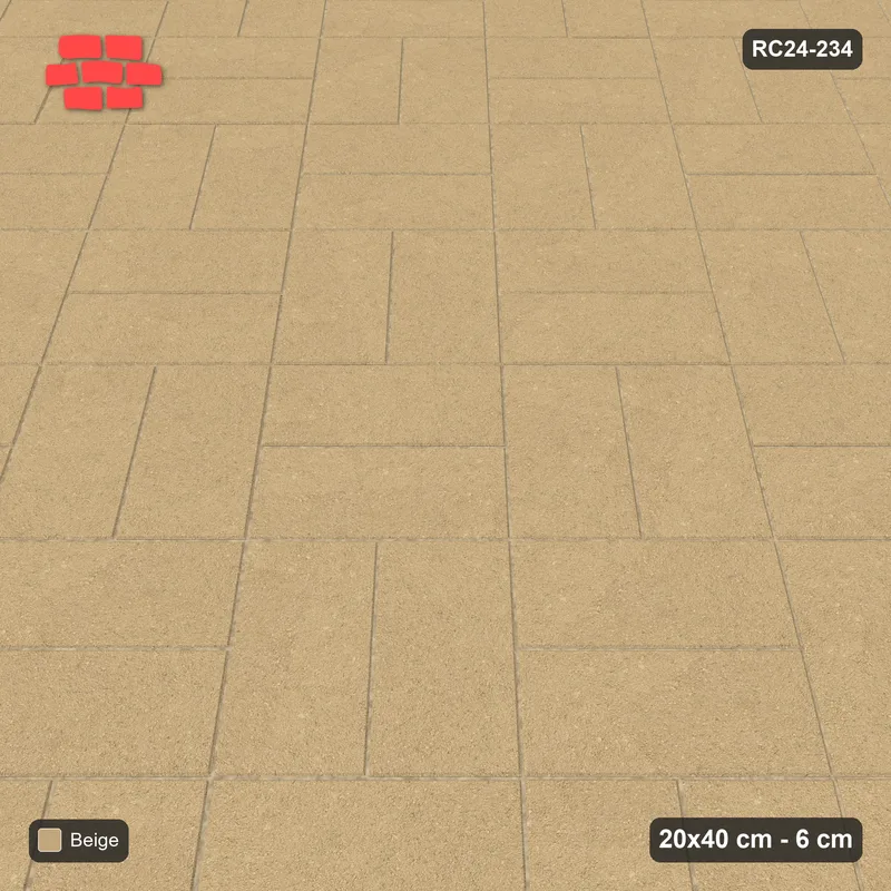 Interlock (Pasco) 20x40 cm · RC24-234 · Diagonal parquet, solid colour with kerb frame - Sand · Side view Interlock (Pasco) 20x40 cm · RC24-234 · Diagonal parquet, solid colour with kerb frame - Sand · Side view