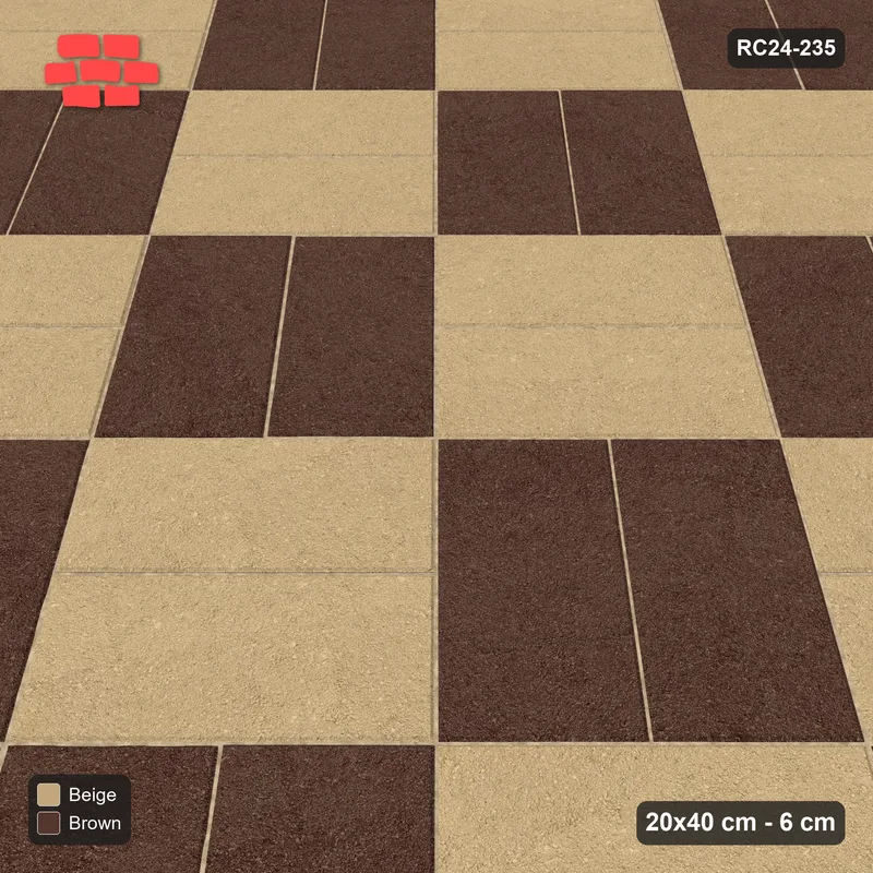 Interlock (Pasco) 20x40 cm · RC24-235 · Diagonal parquet, block checker with kerb frame - Sandstone · Side view Interlock (Pasco) 20x40 cm · RC24-235 · Diagonal parquet, block checker with kerb frame - Sandstone · Side view