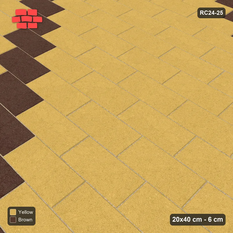 Interlock (Pasco) 20x40 cm · RC24-25 · Running bond 1/2 with diagonal steps · Side view Interlock (Pasco) 20x40 cm · RC24-25 · Running bond 1/2 with diagonal steps · Side view