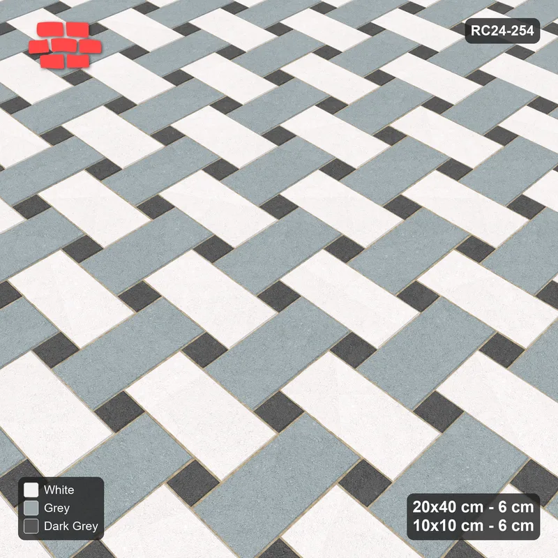 Interlock (Pasco) 20x40 cm · RC24-254 · Windmill with 10x10 Squares, 3-Tone - Monochrome · Side view Interlock (Pasco) 20x40 cm · RC24-254 · Windmill with 10x10 Squares, 3-Tone - Monochrome · Side view