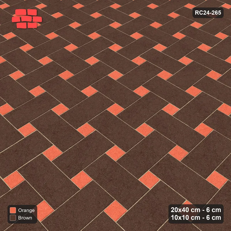 Interlock (Pasco) 20x40 cm · RC24-265 · Windmill with 10x10 Squares, 2-Tone Rotated - Burnt Clay · Side view Interlock (Pasco) 20x40 cm · RC24-265 · Windmill with 10x10 Squares, 2-Tone Rotated - Burnt Clay · Side view
