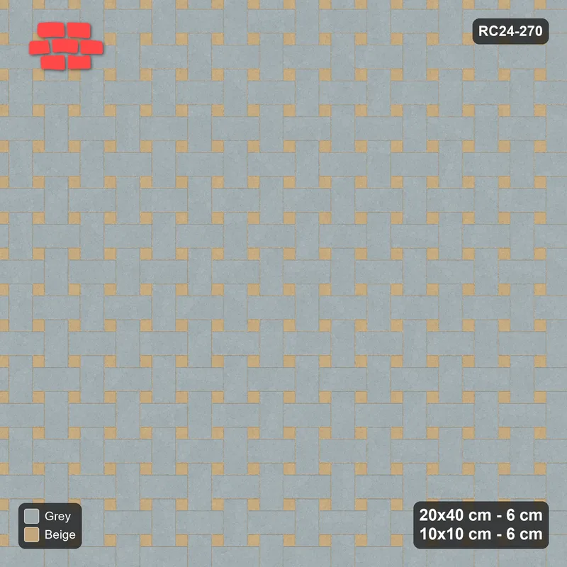 Interlock (Pasco) 20x40 cm · RC24-270 · Windmill with 10x10 Squares, 2-Tone - Warm Grey · Top view Interlock (Pasco) 20x40 cm · RC24-270 · Windmill with 10x10 Squares, 2-Tone - Warm Grey · Top view