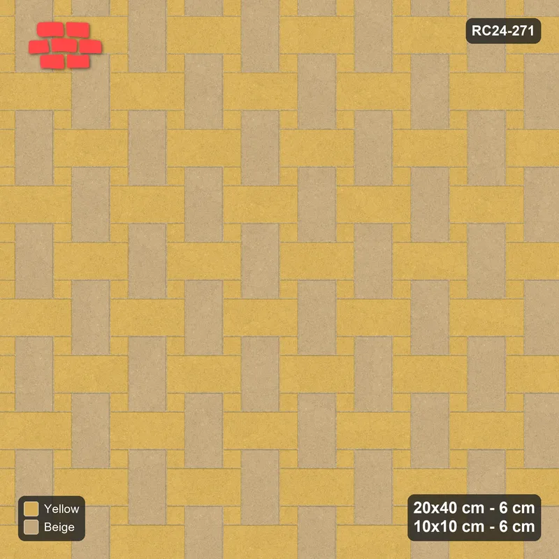 Interlock (Pasco) 20x40 cm · RC24-271 · Windmill with 10x10 Squares, H/V 2-Tone - Desert Sun · Top view Interlock (Pasco) 20x40 cm · RC24-271 · Windmill with 10x10 Squares, H/V 2-Tone - Desert Sun · Top view
