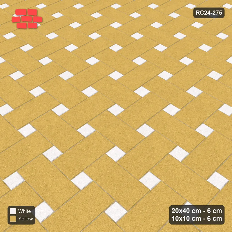 Interlock (Pasco) 20x40 cm · RC24-275 · Windmill with 10x10 Squares, 2-Tone Rotated - Ivory & Ochre · Side view Interlock (Pasco) 20x40 cm · RC24-275 · Windmill with 10x10 Squares, 2-Tone Rotated - Ivory & Ochre · Side view