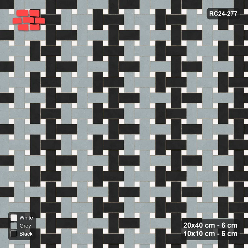 Interlock (Pasco) 20x40 cm · RC24-277 · Windmill with 10x10 Squares, Banded 2 Rows Rotated - Tuxedo · Top view Interlock (Pasco) 20x40 cm · RC24-277 · Windmill with 10x10 Squares, Banded 2 Rows Rotated - Tuxedo · Top view