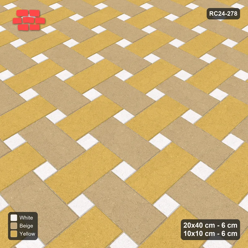 Interlock (Pasco) 20x40 cm · RC24-278 · Windmill with 10x10 Squares, 3-Tone Rotated - Golden Sand · Side view Interlock (Pasco) 20x40 cm · RC24-278 · Windmill with 10x10 Squares, 3-Tone Rotated - Golden Sand · Side view