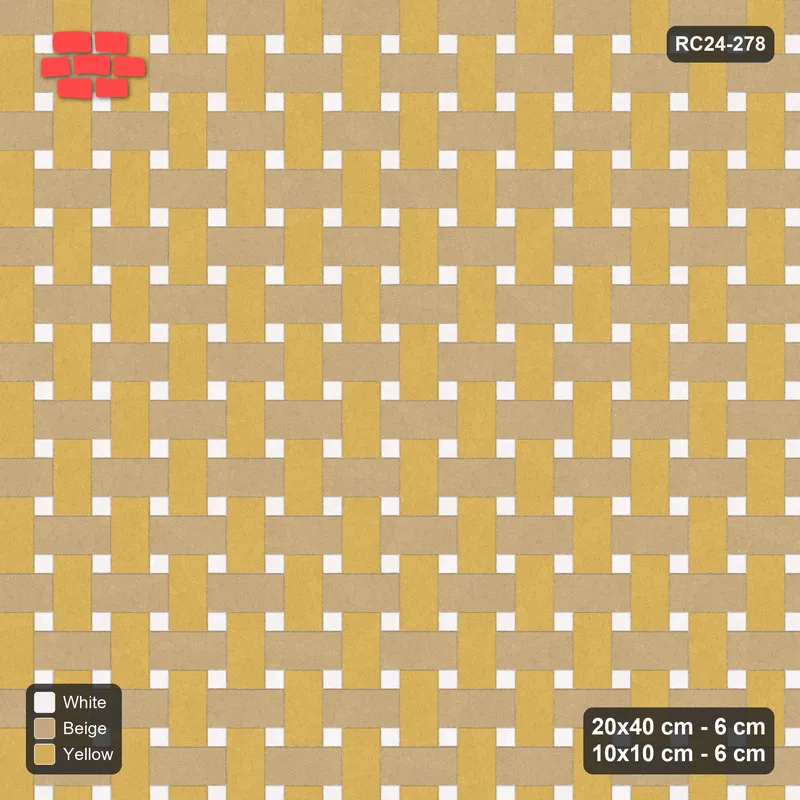 Interlock (Pasco) 20x40 cm · RC24-278 · Windmill with 10x10 Squares, 3-Tone Rotated - Golden Sand · Top view Interlock (Pasco) 20x40 cm · RC24-278 · Windmill with 10x10 Squares, 3-Tone Rotated - Golden Sand · Top view