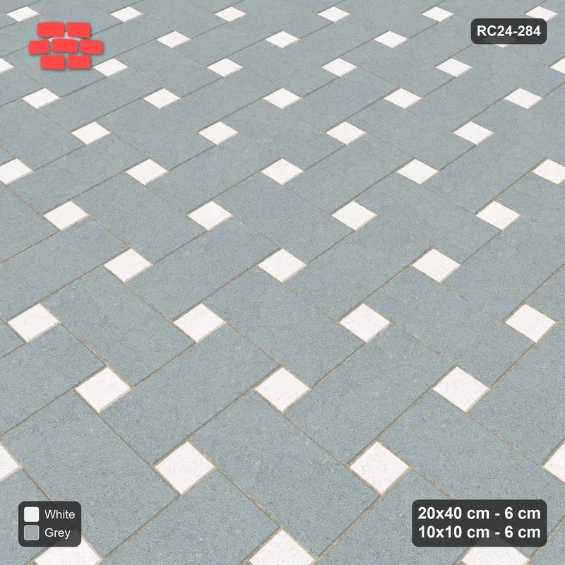 Interlock (Pasco) 20x40 cm · RC24-284 · Windmill with 10x10 Squares, 2-Tone Rotated - Salt & Pepper · Side view Interlock (Pasco) 20x40 cm · RC24-284 · Windmill with 10x10 Squares, 2-Tone Rotated - Salt & Pepper · Side view