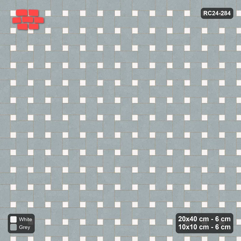 Interlock (Pasco) 20x40 cm · RC24-284 · Windmill with 10x10 Squares, 2-Tone Rotated - Salt & Pepper · Top view Interlock (Pasco) 20x40 cm · RC24-284 · Windmill with 10x10 Squares, 2-Tone Rotated - Salt & Pepper · Top view