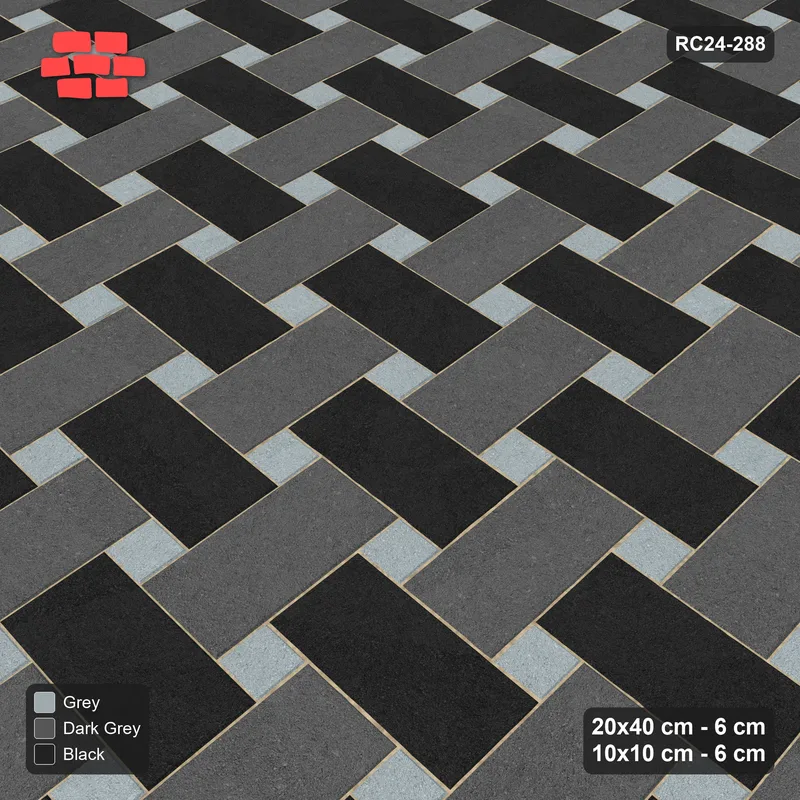 Interlock (Pasco) 20x40 cm · RC24-288 · Windmill with 10x10 Squares, 3-Tone Rotated - Graphite Scale · Side view Interlock (Pasco) 20x40 cm · RC24-288 · Windmill with 10x10 Squares, 3-Tone Rotated - Graphite Scale · Side view