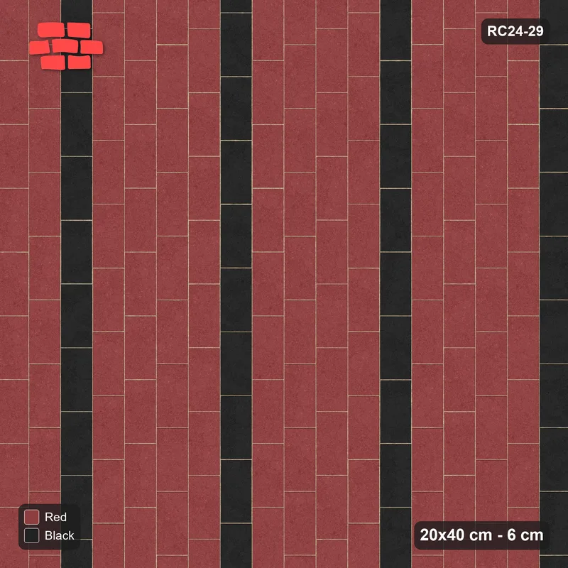 Interlock (Pasco) 20x40 cm · RC24-29 · Vertical running bond 1/4 with course stripes · Top view Interlock (Pasco) 20x40 cm · RC24-29 · Vertical running bond 1/4 with course stripes · Top view