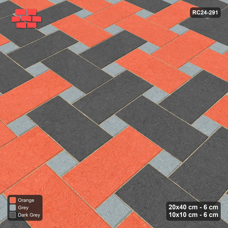 Interlock (Pasco) 20x40 cm · RC24-291 · Windmill with 10x10 Squares, Banded 2 Rows - Sunset Slate · Side view Interlock (Pasco) 20x40 cm · RC24-291 · Windmill with 10x10 Squares, Banded 2 Rows - Sunset Slate · Side view