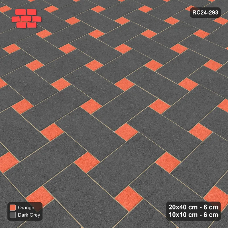 Interlock (Pasco) 20x40 cm · RC24-293 · Windmill with 10x10 Squares, 2-Tone Rotated + Kerb - Ember · Side view Interlock (Pasco) 20x40 cm · RC24-293 · Windmill with 10x10 Squares, 2-Tone Rotated + Kerb - Ember · Side view