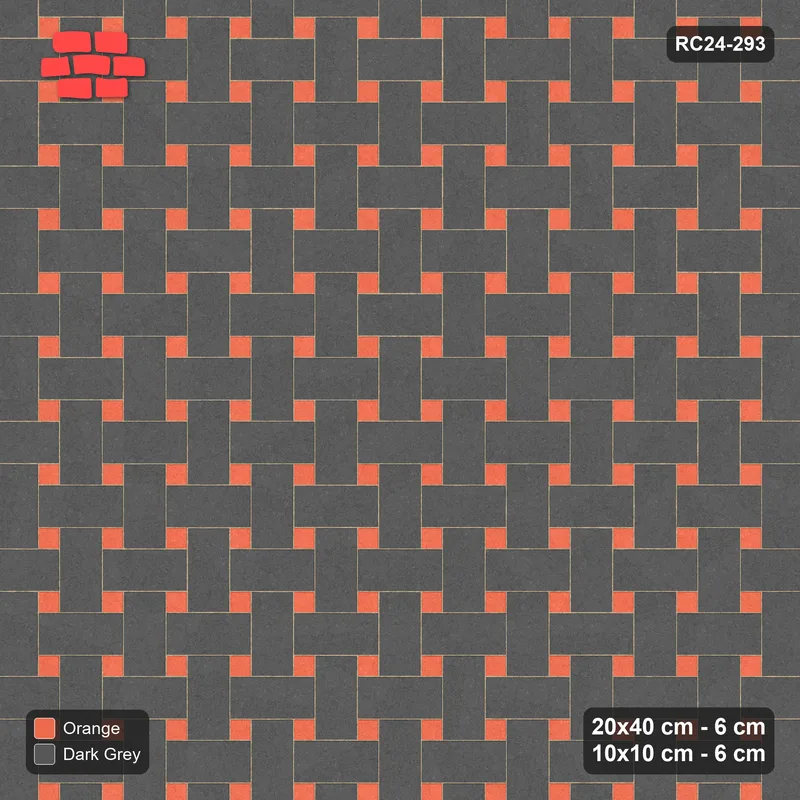 Interlock (Pasco) 20x40 cm · RC24-293 · Windmill with 10x10 Squares, 2-Tone Rotated + Kerb - Ember · Top view Interlock (Pasco) 20x40 cm · RC24-293 · Windmill with 10x10 Squares, 2-Tone Rotated + Kerb - Ember · Top view