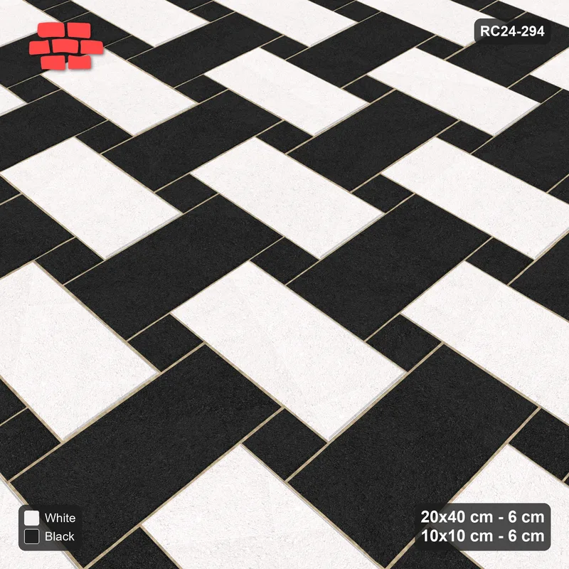 Interlock (Pasco) 20x40 cm · RC24-294 · Windmill with 10x10 Squares, H/V 2-Tone Rotated - Contrast · Side view Interlock (Pasco) 20x40 cm · RC24-294 · Windmill with 10x10 Squares, H/V 2-Tone Rotated - Contrast · Side view