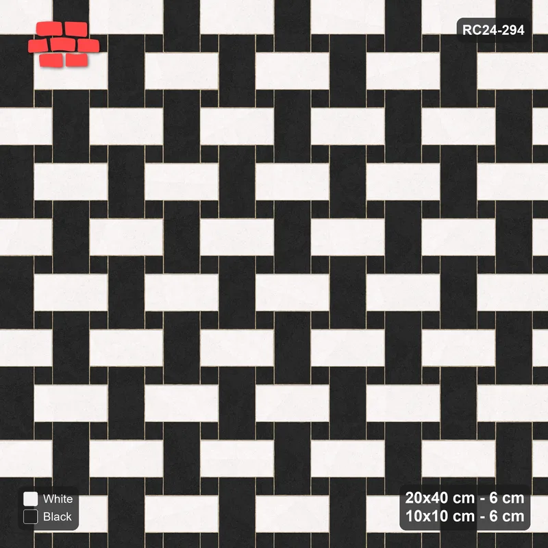 Interlock (Pasco) 20x40 cm · RC24-294 · Windmill with 10x10 Squares, H/V 2-Tone Rotated - Contrast · Top view Interlock (Pasco) 20x40 cm · RC24-294 · Windmill with 10x10 Squares, H/V 2-Tone Rotated - Contrast · Top view