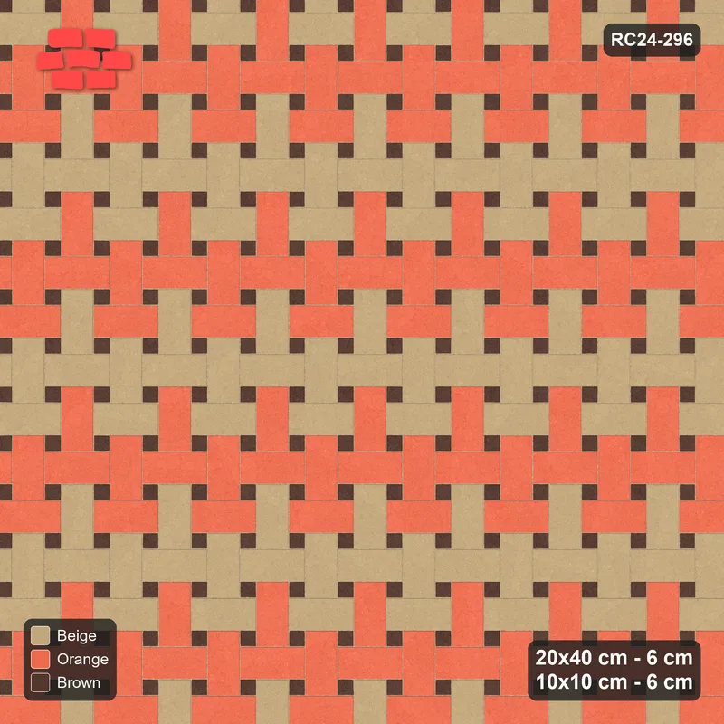 Interlock (Pasco) 20x40 cm · RC24-296 · Windmill with 10x10 Squares, Banded 2 Rows + Kerb - Autumn · Top view Interlock (Pasco) 20x40 cm · RC24-296 · Windmill with 10x10 Squares, Banded 2 Rows + Kerb - Autumn · Top view