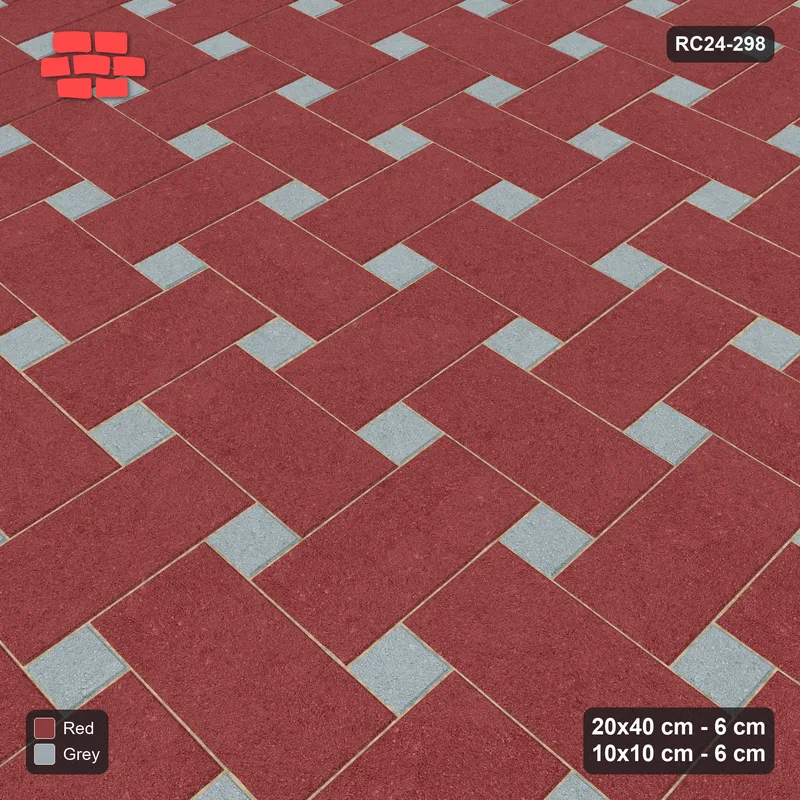 Interlock (Pasco) 20x40 cm · RC24-298 · Windmill with 10x10 Squares, 2-Tone - Brick & Ash · Side view Interlock (Pasco) 20x40 cm · RC24-298 · Windmill with 10x10 Squares, 2-Tone - Brick & Ash · Side view
