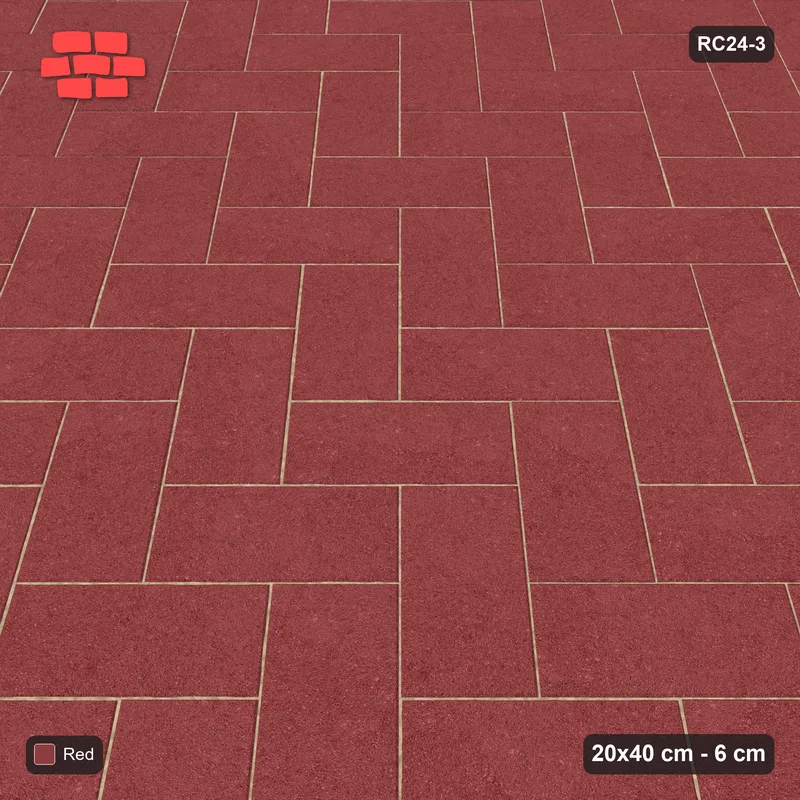 Interlock (Pasco) 20x40 cm · RC24-3 · Herringbone 45 · Side view Interlock (Pasco) 20x40 cm · RC24-3 · Herringbone 45 · Side view