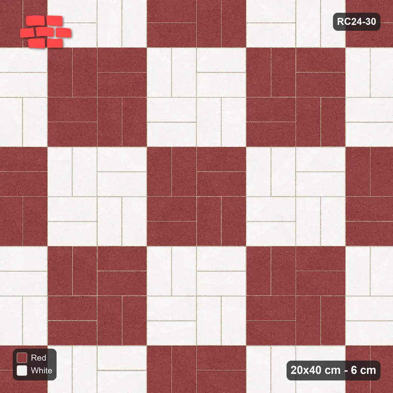 Interlock (Pasco) 20x40 cm · RC24-30 · Basketweave with block checker · Top view Interlock (Pasco) 20x40 cm · RC24-30 · Basketweave with block checker · Top view