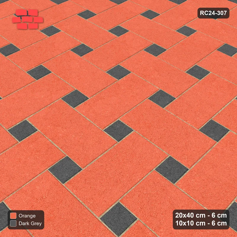 Interlock (Pasco) 20x40 cm · RC24-307 · Windmill with 10x10 Squares, 2-Tone - Ember · Side view Interlock (Pasco) 20x40 cm · RC24-307 · Windmill with 10x10 Squares, 2-Tone - Ember · Side view