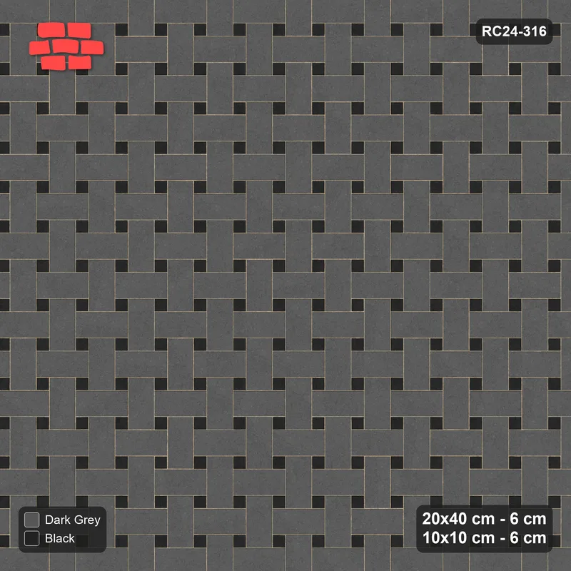 Interlock (Pasco) 20x40 cm · RC24-316 · Windmill with 10x10 Squares, 2-Tone + Kerb - Night Sky · Top view Interlock (Pasco) 20x40 cm · RC24-316 · Windmill with 10x10 Squares, 2-Tone + Kerb - Night Sky · Top view