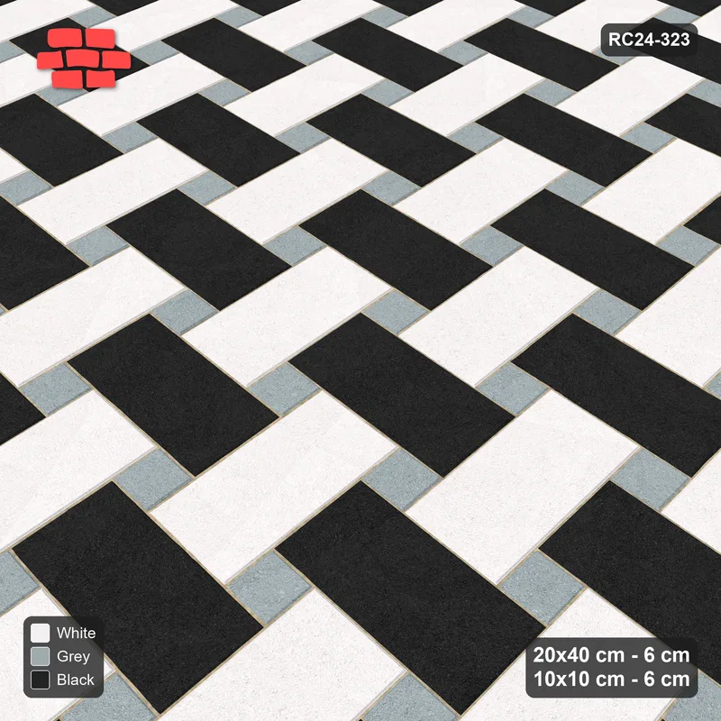 Interlock (Pasco) 20x40 cm · RC24-323 · Windmill with 10x10 Squares, 3-Tone + Kerb - Tuxedo · Side view Interlock (Pasco) 20x40 cm · RC24-323 · Windmill with 10x10 Squares, 3-Tone + Kerb - Tuxedo · Side view
