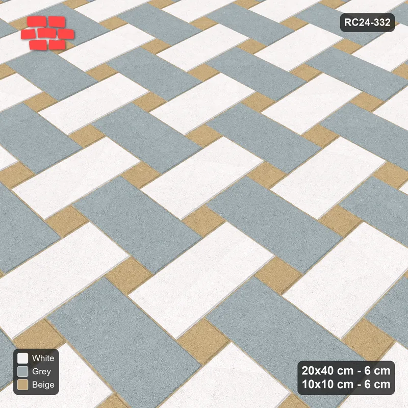 Interlock (Pasco) 20x40 cm · RC24-332 · Windmill with 10x10 Squares, 3-Tone - Coastal · Side view Interlock (Pasco) 20x40 cm · RC24-332 · Windmill with 10x10 Squares, 3-Tone - Coastal · Side view