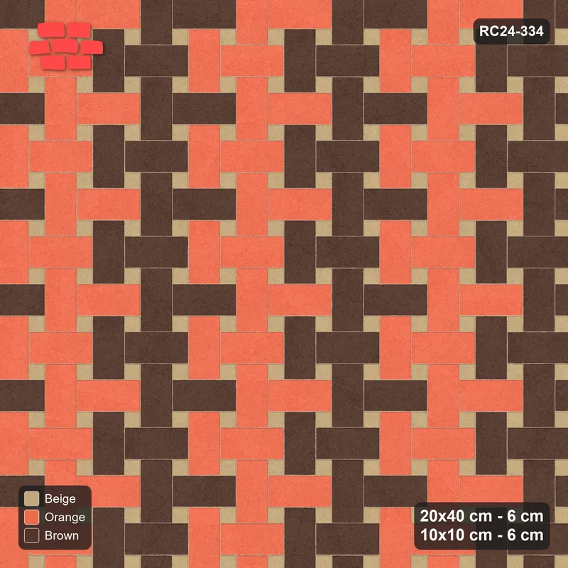 Interlock (Pasco) 20x40 cm · RC24-334 · Windmill with 10x10 Squares, Banded 2 Rows Rotated - Autumn · Top view Interlock (Pasco) 20x40 cm · RC24-334 · Windmill with 10x10 Squares, Banded 2 Rows Rotated - Autumn · Top view