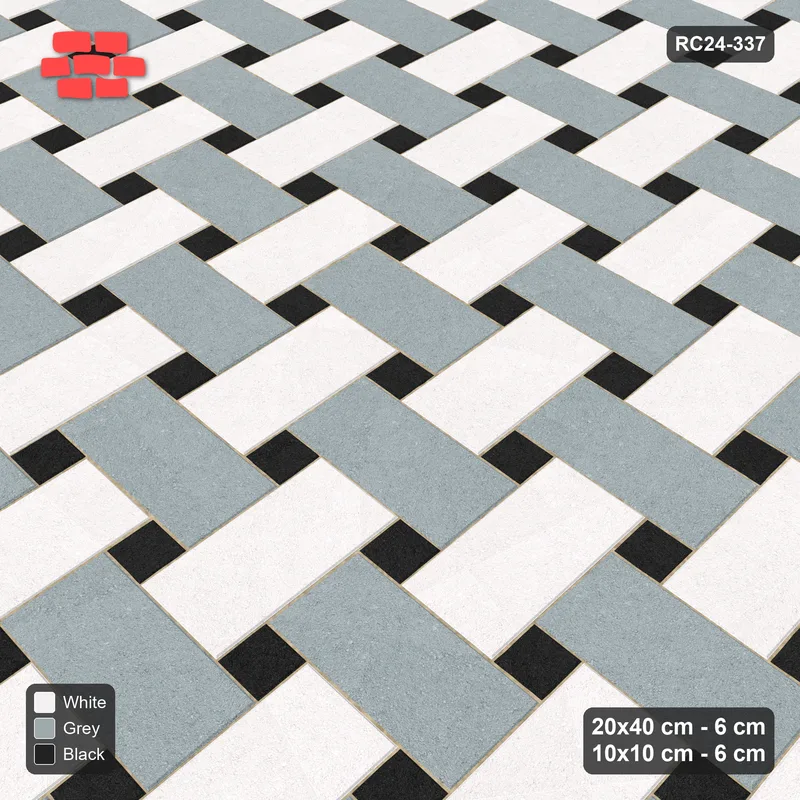 Interlock (Pasco) 20x40 cm · RC24-337 · Windmill with 10x10 Squares, 3-Tone Rotated - Tuxedo · Side view Interlock (Pasco) 20x40 cm · RC24-337 · Windmill with 10x10 Squares, 3-Tone Rotated - Tuxedo · Side view