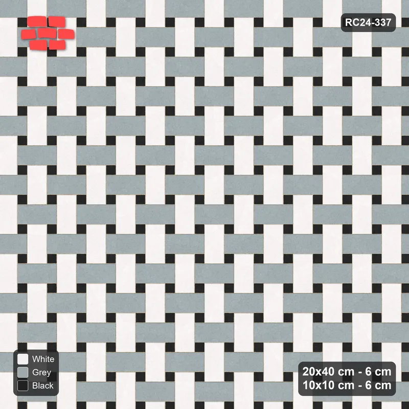 Interlock (Pasco) 20x40 cm · RC24-337 · Windmill with 10x10 Squares, 3-Tone Rotated - Tuxedo · Top view Interlock (Pasco) 20x40 cm · RC24-337 · Windmill with 10x10 Squares, 3-Tone Rotated - Tuxedo · Top view