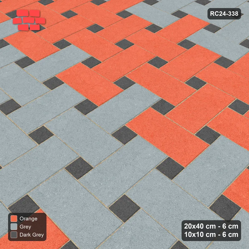 Interlock (Pasco) 20x40 cm · RC24-338 · Windmill with 10x10 Squares, Banded 3 Rows - Sunset Slate · Side view Interlock (Pasco) 20x40 cm · RC24-338 · Windmill with 10x10 Squares, Banded 3 Rows - Sunset Slate · Side view