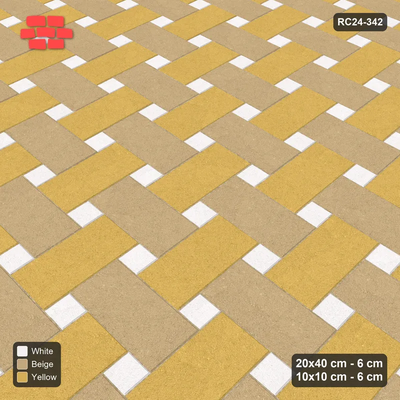 Interlock (Pasco) 20x40 cm · RC24-342 · Windmill with 10x10 Squares, 3-Tone - Golden Sand · Side view Interlock (Pasco) 20x40 cm · RC24-342 · Windmill with 10x10 Squares, 3-Tone - Golden Sand · Side view