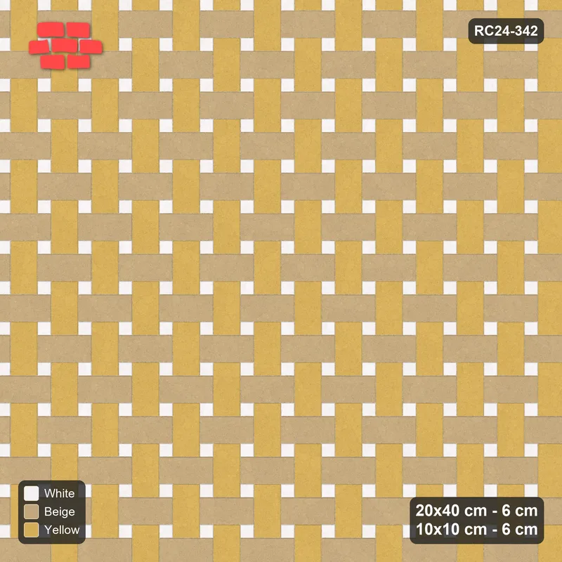 Interlock (Pasco) 20x40 cm · RC24-342 · Windmill with 10x10 Squares, 3-Tone - Golden Sand · Top view Interlock (Pasco) 20x40 cm · RC24-342 · Windmill with 10x10 Squares, 3-Tone - Golden Sand · Top view