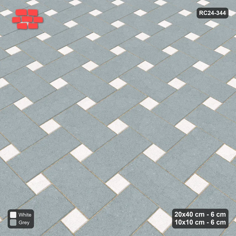 Interlock (Pasco) 20x40 cm · RC24-344 · Windmill with 10x10 Squares, 2-Tone - Salt & Pepper · Side view Interlock (Pasco) 20x40 cm · RC24-344 · Windmill with 10x10 Squares, 2-Tone - Salt & Pepper · Side view