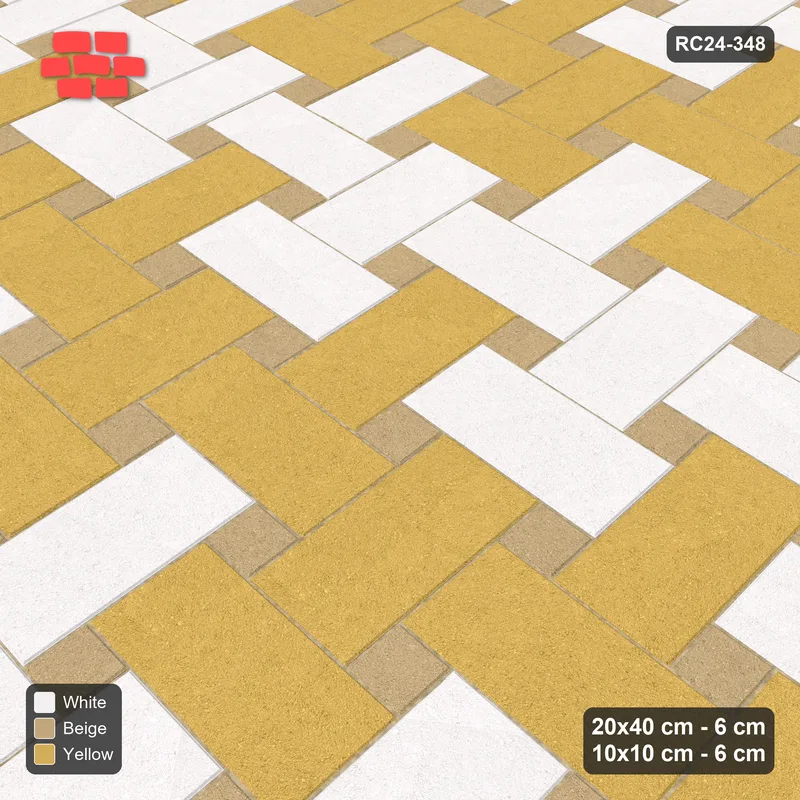 Interlock (Pasco) 20x40 cm · RC24-348 · Windmill with 10x10 Squares, Banded 2 Rows - Golden Sand · Side view Interlock (Pasco) 20x40 cm · RC24-348 · Windmill with 10x10 Squares, Banded 2 Rows - Golden Sand · Side view