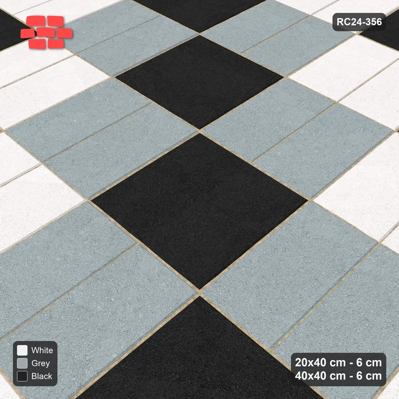 Interlock (Pasco) 20x40 cm · RC24-356 · Stacked Columns with Diagonal Slab Inlays - Tuxedo · Side view Interlock (Pasco) 20x40 cm · RC24-356 · Stacked Columns with Diagonal Slab Inlays - Tuxedo · Side view